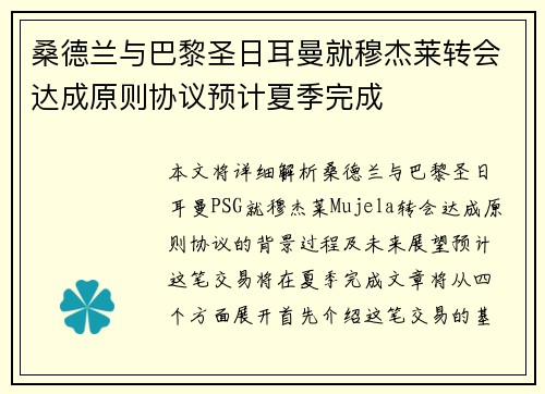 桑德兰与巴黎圣日耳曼就穆杰莱转会达成原则协议预计夏季完成